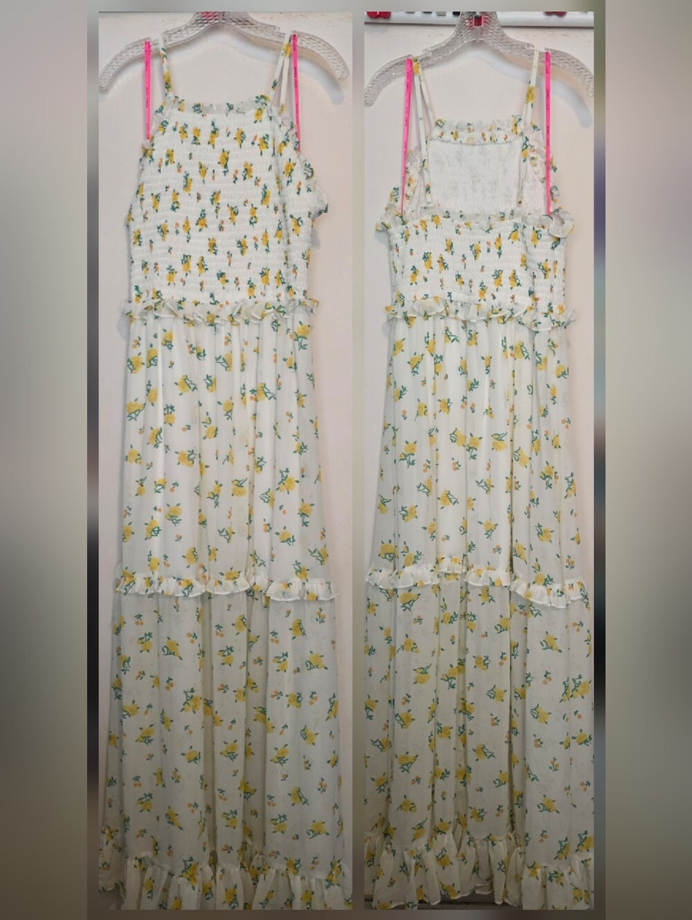 Betsey Johnson White Chiffon Floral Maxi Dress 10